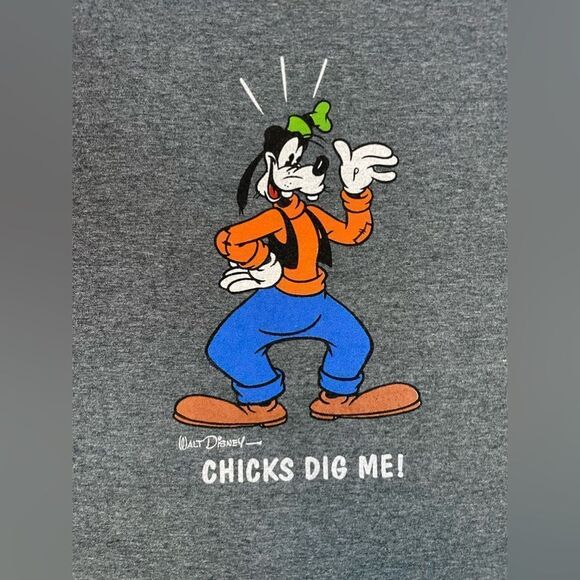 Disney Goofy Chicks Dig Me Graphic T-shirt Men Large Gray Short Sleeve - Picture 2 of 6